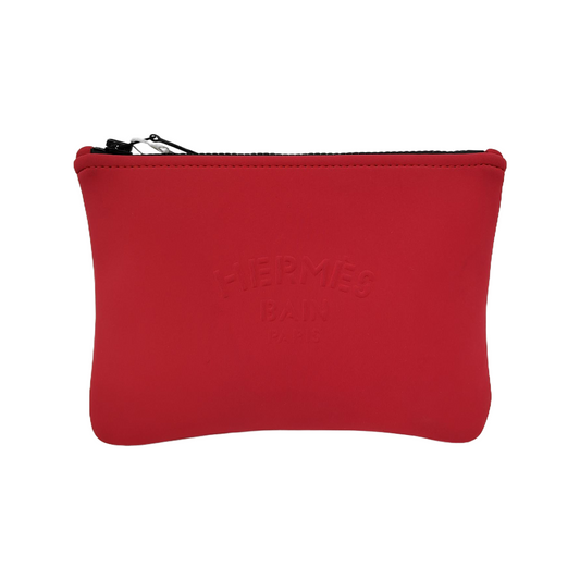 HERMÈS Neobain Small size Peony Red Fabric Embossed Handbag Black hardware-(SKU)-942554497