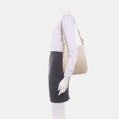 PRADA Beige Leather Single Shoulder Bag Silver Hardware-(SKU)-932498000