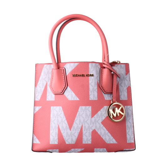 MICHAEL KORS Mercer Medium size Pink coated canvas vintage crossbody bag shoulder bag tote bag handbag Golden hardware Removable shoulder strap-(SKU)-14044791