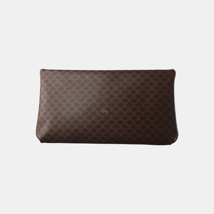 CELINE MACADAM CLUTCHES Brown Coated Canvas Triumph Clutch Golden hardware-(SKU)-14049943