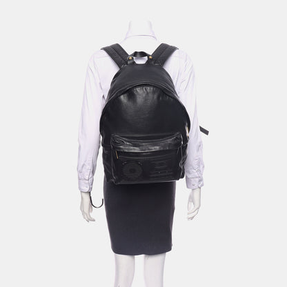 VERSUS VERSACE Black Leather Backpack Golden hardware-(SKU)-939542774