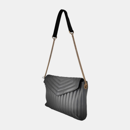 FERRAGAMO Black Leather Quilted Single Shoulder Bag Golden hardware-(SKU)-941505709