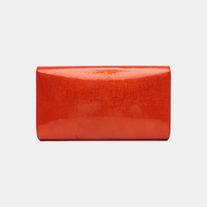YSL BELLE JOUR Orange Leather Embossed Clutch Silver Hardware-(SKU)-13794790