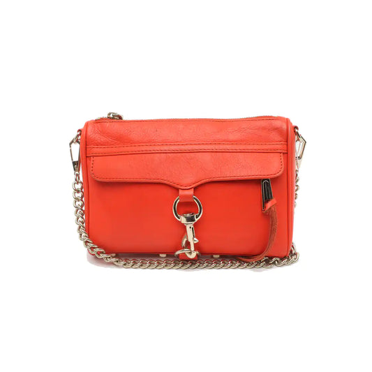REBECCA MINKOFF M.A.C. Orange Red Cowhide Single Shoulder Bag, Crossbody Golden hardware Removable shoulder strap-(SKU)-935255906