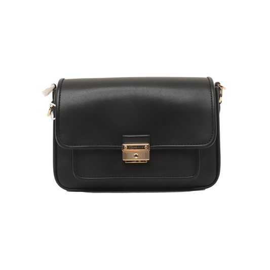 MICHAEL KORS Bradshaw Medium size Black Leather Crossbody Bag Single Shoulder Bag Golden hardware shoulder straps-(SKU)-938489544