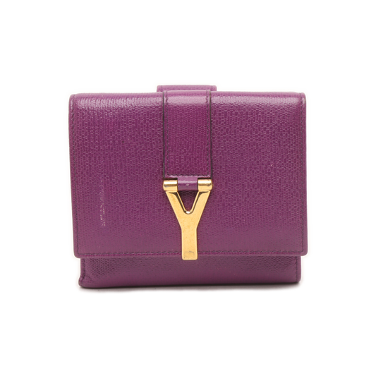 YSL CHYC Y LIGNE Super mini Purple Leather Embellished Clutch Golden hardware-(SKU)-929803684