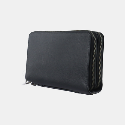 COACH Black Leather Clutch Black hardware Vintage model-(SKU)-931190990