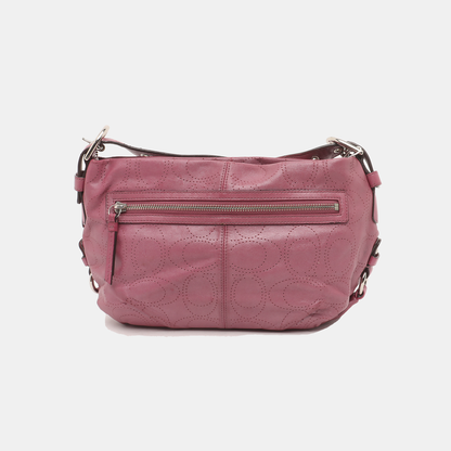 COACH Fuchsia Leather Cut-Out Sling Bag Silver Hardware Removable shoulder strap-(SKU)-928562151
