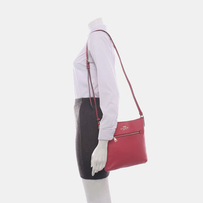 COACH Fuchsia Leather Carriage Single Shoulder Bag Crossbody Bag Golden hardware-(SKU)-14238805