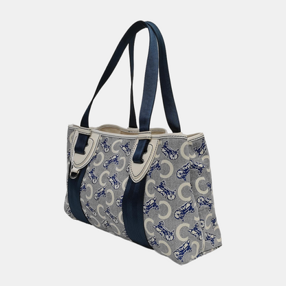 CELINE Tote bag Light gray coated canvas floral single shoulder bag handbag Silver Hardware-(SKU)-941849748