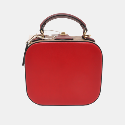 COACH Lunar New Year Red Coated Canvas Monogrammed Print Shoulder Bag Golden hardware Removable shoulder strap-(SKU)-933507798