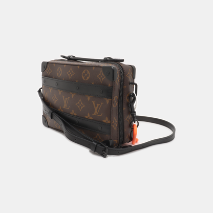 LOUIS VUITTON SOFT TRUNK Brown Coated Canvas Monogram Handbag Crossbody Shoulder Bag Black Hardware-(SKU)-14509670