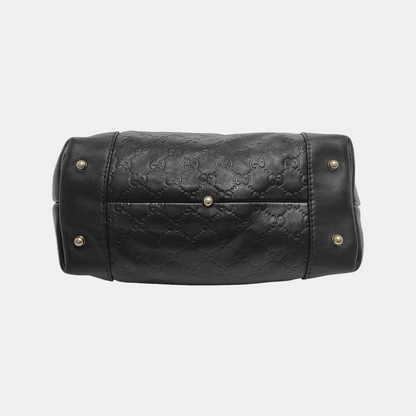 GUCCI Heart Bit Black Cowhide Monogrammed Tote Handbag Single Shoulder Bag Golden hardware Removable shoulder strap-(SKU)-944990688