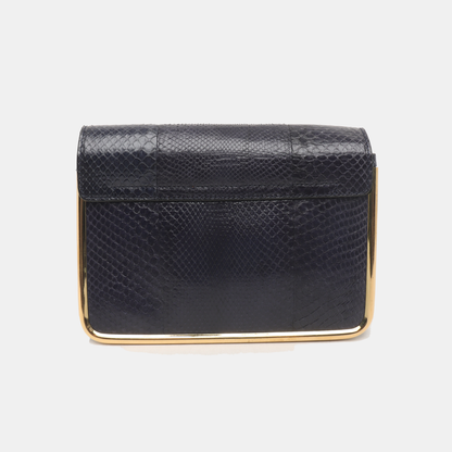 Chloé Sally Small size Dark Blue Snake Skin Crossbody Bag Golden hardware-(SKU)-935267060