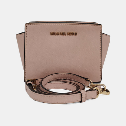 MICHAEL KORS Selma Extra Small Pink Cowhide Embossed Single Shoulder Bag Crossbody Golden hardware Removable shoulder strap-(SKU)-941505944
