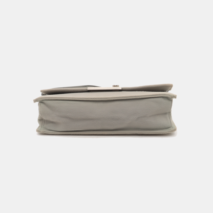 FERRAGAMO Gray Fabric Shoulder Bag Silver Hardware-(SKU)-939066983