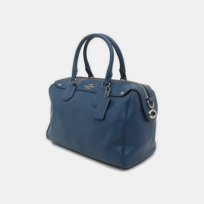 COACH BENNETT Large size Blue cowhide crossbody, handbag, shoulder bag Silver Hardware Removable shoulder strap-(SKU)-935672558