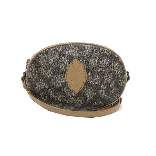 YSL Grey Coated Canvas Animal Print Crossbody Bag Single Shoulder Bag Black hardware-(SKU)-935282127