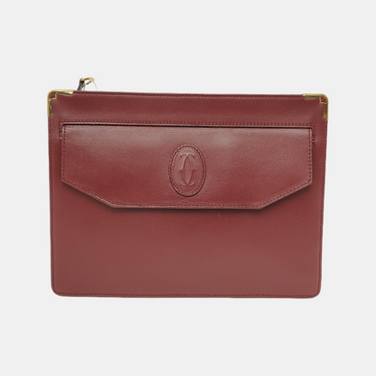 Cartier Burgundy Leather Handbag Golden hardware-(SKU)-942555568