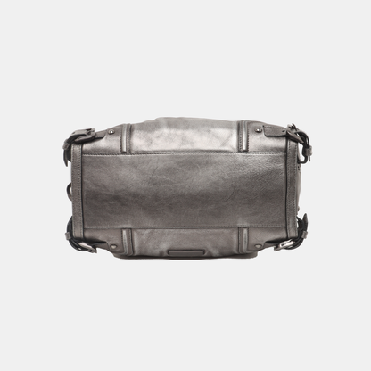 BURBERRY Silver Cowhide Single Shoulder Bag Crossbody Tote Bag Black hardware Removable shoulder strap-(SKU)-938135515