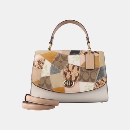 COACH Multicolor Leather Monogrammed Printed Single Shoulder Bag Tote Bag Crossbody Golden hardware Removable shoulder strap-(SKU)-930891053