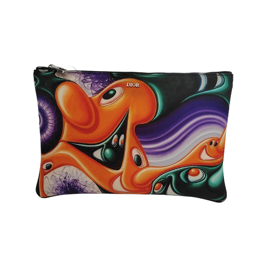 DIOR Multicolor Fabric Printed Handbag Clutch Silver Hardware Complete Accessories-(SKU)-944822771