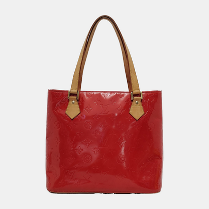 LOUIS VUITTON HOUSTON Red Lacquered Leather Texture Handbag Shoulder Bag Golden hardware Vintage model-(SKU)-943924336