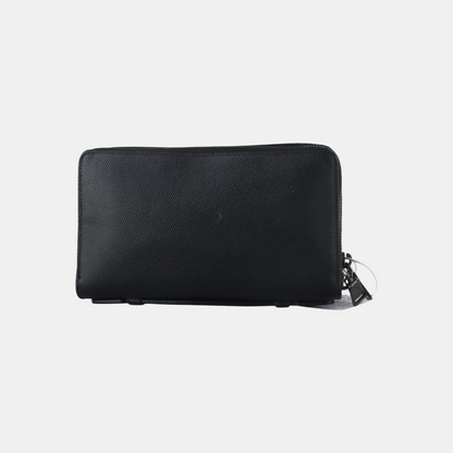 COACH Black Leather Clutch Black hardware Vintage model-(SKU)-931190990