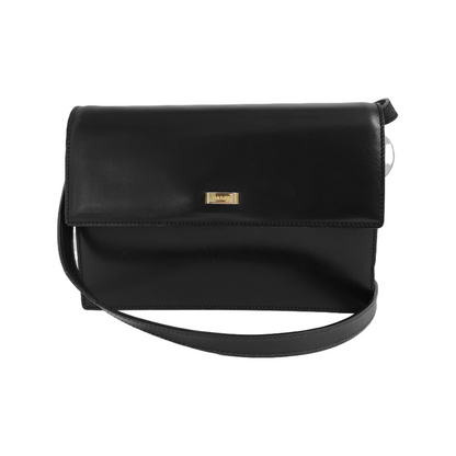 BALLY Black Leather Crossbody Bag Single Shoulder Bag Golden hardware Removable shoulder strap-(SKU)-939584253