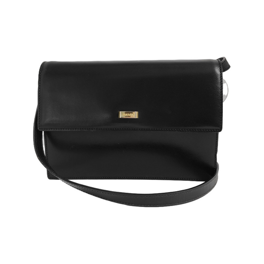BALLY Black Leather Crossbody Bag Single Shoulder Bag Golden hardware Removable shoulder strap-(SKU)-939584253
