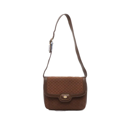 GUCCI GG Messenger Brown Canvas Monogram Shoulder Bag Golden hardware Vintage model-(SKU)-13122359