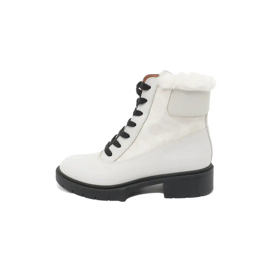 COACH 36code Women's Short Boots White Leather Winter-(SKU)-939377606