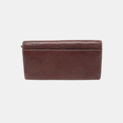 GUCCI Dark Brown Cowhide Monogrammed Texture Wallet Golden hardware-(SKU)-939278026