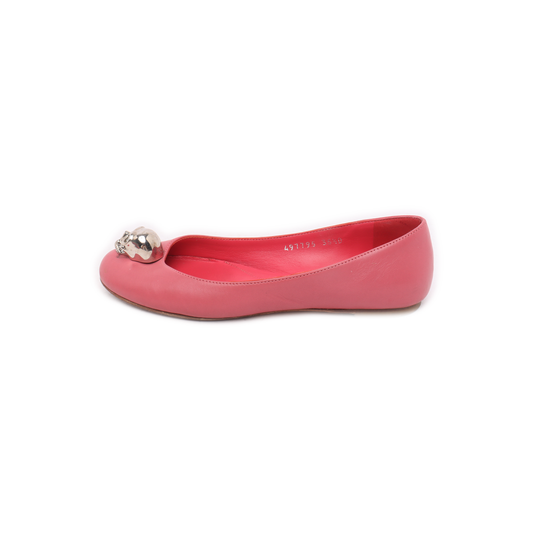Alexander McQUEEN 35.5code Autumn Winter Pink Leather Women's Low Heel Dress Shoes-(SKU)-13692283