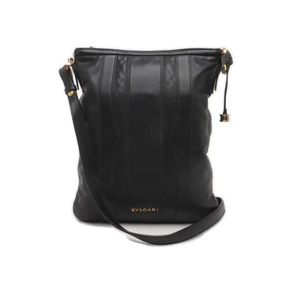 BVLGARI Black Leather Crossbody Bag Single Shoulder Bag Golden hardware Removable shoulder strap-(SKU)-929674210