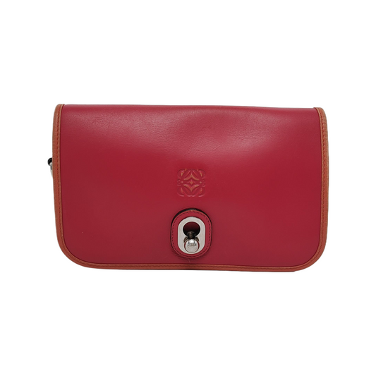 LOEWE Fuchsia Cowhide Single Shoulder Bag Crossbody Silver Hardware Removable shoulder strap-(SKU)-945199210