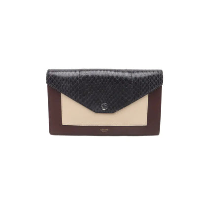 CELINE POCKET Two-Tone Cowhide Wallet Silver Hardware-(SKU)-14329561