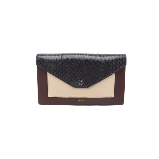 CELINE POCKET Two-Tone Cowhide Wallet Silver Hardware-(SKU)-14329561
