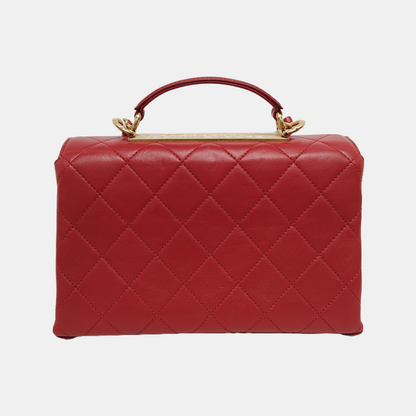 CHANEL TRENDY CC Red Calfskin Quilted Single Shoulder Bag Tote with Gold Hardware, 30 Clasp-(SKU)-946084069
