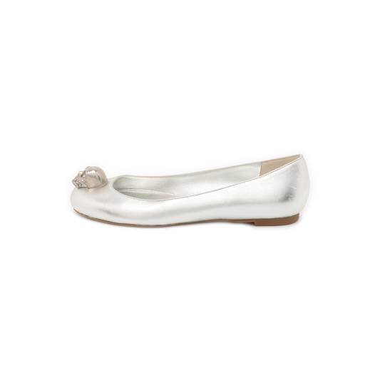 Alexander McQUEEN 36.5code Silver Leather Women's Low Heel Oxfords-(SKU)-14148185