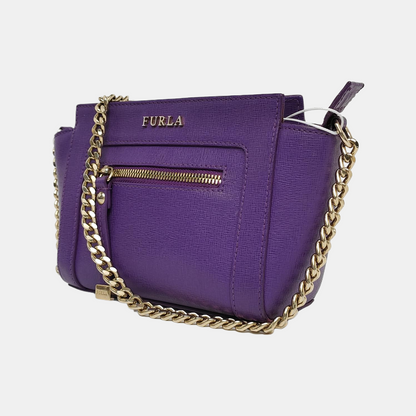FURLA Purple Leather Sling Bag Crossbody Bag Golden hardware-(SKU)-941286665