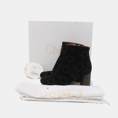 Chloé 35code Autumn and Winter Black Fabric Women's Short Boots-(SKU)-929587296