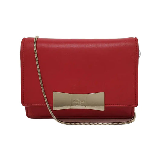 Kate Spade Red Leather Single Shoulder Bag Crossbody Bag Golden hardware Removable shoulder strap-(SKU)-941435596