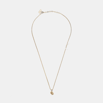 DIOR Mimirose 金色合金人造钻石镶嵌LOGO项链 Length45cm-(SKU)-942921779
