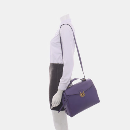 MCM Purple Leather Single Shoulder Bag Handbag Crossbody Bag Golden hardware Removable shoulder strap-(SKU)-14183353