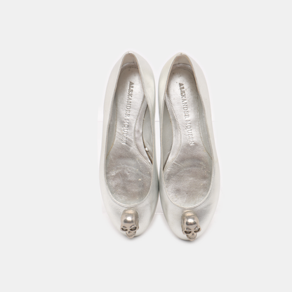 Alexander McQUEEN 36.5code Silver Leather Women's Low Heel Oxfords-(SKU)-14148185