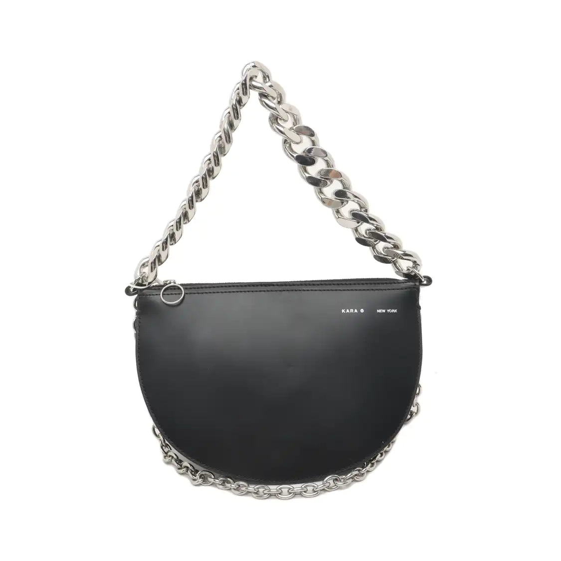 Kara Black Cowhide Single Shoulder Bag Tote Bag Silver Hardware-(SKU)-934780110