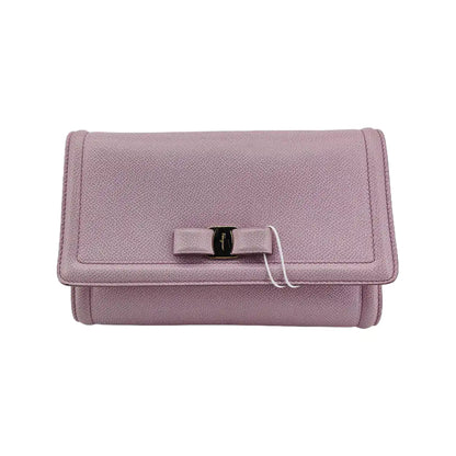 FERRAGAMO Ginny Purple Calf Leather Crossbody Bag Golden hardware Removable shoulder strap-(SKU)-940121051