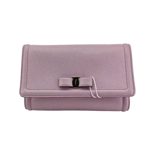 FERRAGAMO Ginny Purple Calf Leather Crossbody Bag Golden hardware Removable shoulder strap-(SKU)-940121051