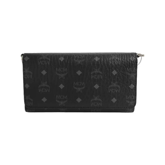 MCM Black Coated Canvas Monogram Crossbody Bag Single Shoulder Bag Silver Hardware Removable shoulder strap-(SKU)-941692288